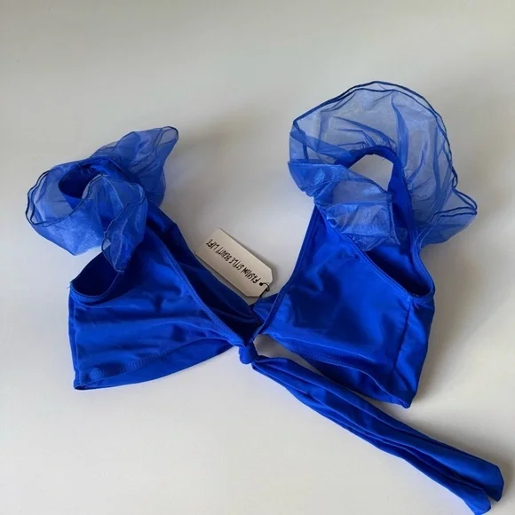 Blue Ruffled Bikini Top - Picture 2 of 5